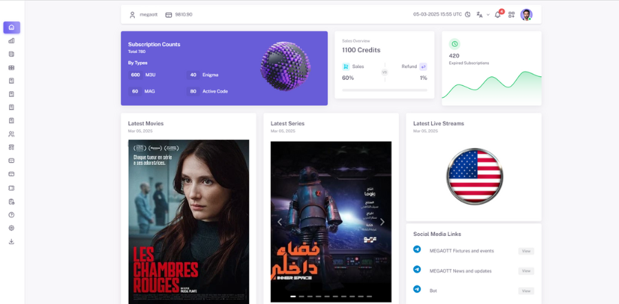 IPTV Reseller Dashboard